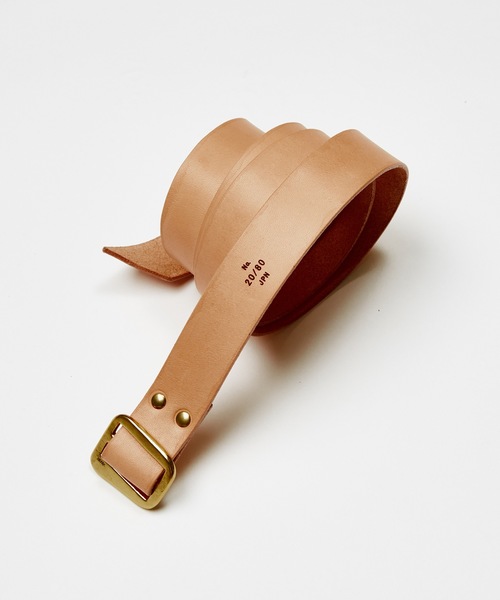 20/80(テゥエンティーエイティー)の「【20/80】トゥエンティーエイティー/COW LEATHER TAPE BELT WITH BRASS BUCKLE(ベルト・メンズ・ブラック/ベージュ/ブラック×ブラック・FREE)」の3枚目の写真
