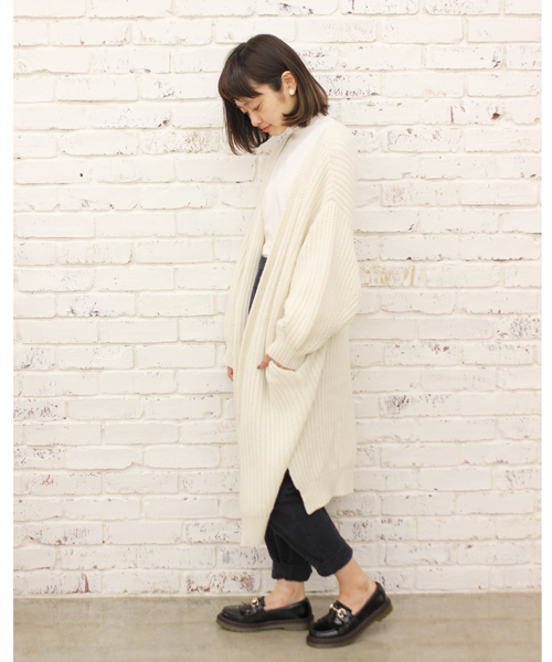 Kastane（カスタネ）の「【Kastane】畦ロングカーディガン（カーディガン/ボレロ・レディース・ホワイト/ブラック/グレー・FREE）」の6枚目の写真