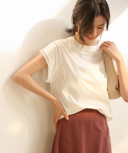SAISON DE PAPILLON（セゾンドパピヨン）の「透かし編みレースブラウス（Tシャツ/カットソー・レディース・ブラック/ホワイト/ブルー/ベージュ・L/M/XL）」の5枚目の写真