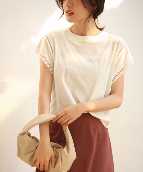 SAISON DE PAPILLON（セゾンドパピヨン）の「透かし編みレースブラウス（Tシャツ/カットソー・レディース・ブラック/ホワイト/ブルー/ベージュ・L/M/XL）」の7枚目の写真