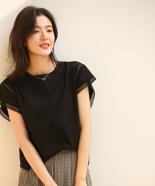 SAISON DE PAPILLON（セゾンドパピヨン）の「透かし編みレースブラウス（Tシャツ/カットソー・レディース・ブラック/ホワイト/ブルー/ベージュ・L/M/XL）」の11枚目の写真
