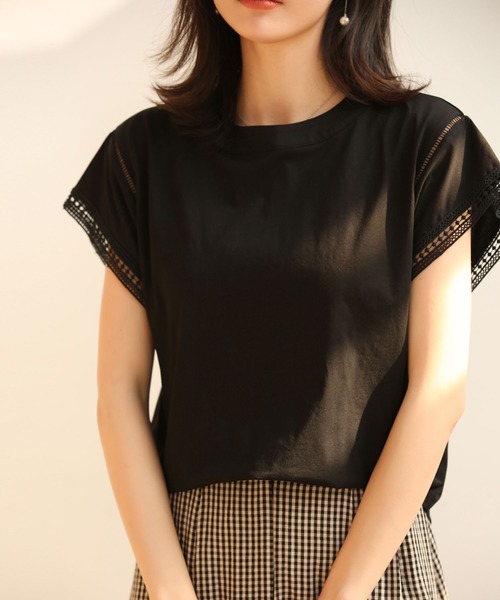SAISON DE PAPILLON（セゾンドパピヨン）の「透かし編みレースブラウス（Tシャツ/カットソー・レディース・ブラック/ホワイト/ブルー/ベージュ・L/M/XL）」の15枚目の写真