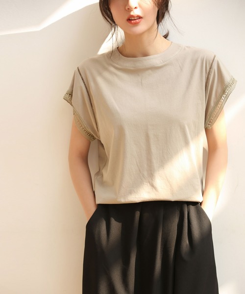 SAISON DE PAPILLON（セゾンドパピヨン）の「透かし編みレースブラウス（Tシャツ/カットソー・レディース・ブラック/ホワイト/ブルー/ベージュ・L/M/XL）」の18枚目の写真