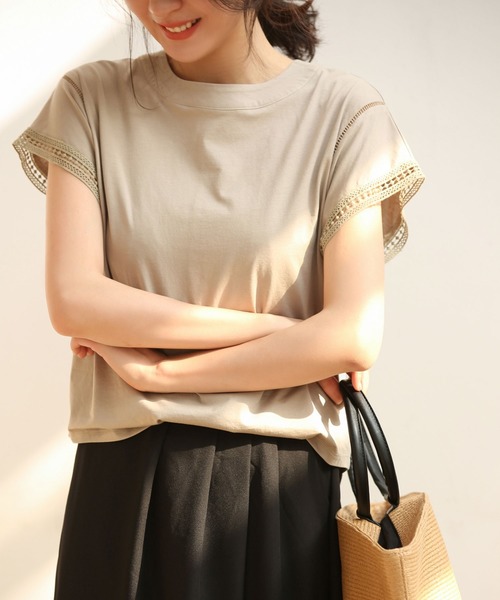 SAISON DE PAPILLON（セゾンドパピヨン）の「透かし編みレースブラウス（Tシャツ/カットソー・レディース・ブラック/ホワイト/ブルー/ベージュ・L/M/XL）」の20枚目の写真