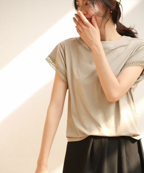 SAISON DE PAPILLON（セゾンドパピヨン）の「透かし編みレースブラウス（Tシャツ/カットソー・レディース・ブラック/ホワイト/ブルー/ベージュ・L/M/XL）」の21枚目の写真