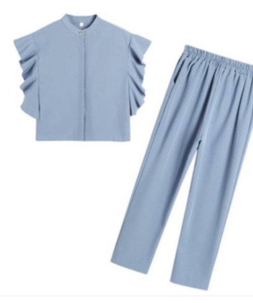 ABITOKYO(アビトーキョー)の「フレンチスリーブフリルセットアップ(セットアップ・レディース・ブラック/ブルー/ライトピンク・S/M/L)」の8枚目の写真