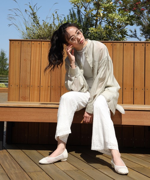 one after another NICE CLAUP（ワンアフターアナザーナイスクラップ）の「ノーカラーシアーシャツ（シャツ/ブラウス・レディース・オフホワイト/ブルーグレー/ミント/ピンクベージュ・FREE）」の18枚目の写真