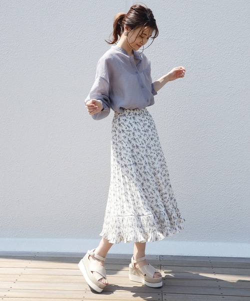 one after another NICE CLAUP（ワンアフターアナザーナイスクラップ）の「ノーカラーシアーシャツ（シャツ/ブラウス・レディース・オフホワイト/ブルーグレー/ミント/ピンクベージュ・FREE）」の12枚目の写真