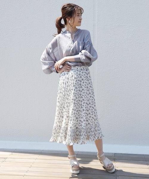 one after another NICE CLAUP（ワンアフターアナザーナイスクラップ）の「ノーカラーシアーシャツ（シャツ/ブラウス・レディース・オフホワイト/ブルーグレー/ミント/ピンクベージュ・FREE）」の13枚目の写真