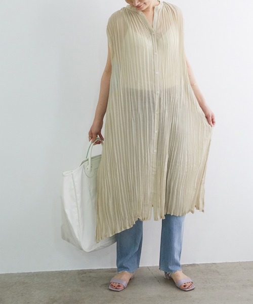 ADAM ET ROPE'（アダムエロペ）の「【WEB限定】ワッシャーサイドスリットシャツワンピース（ワンピース・レディース・ブラウン系その他/ベージュ/ダークラベンダー・FREE）」の18枚目の写真