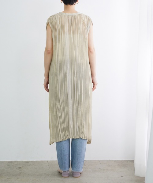 ADAM ET ROPE'（アダムエロペ）の「【WEB限定】ワッシャーサイドスリットシャツワンピース（ワンピース・レディース・ブラウン系その他/ベージュ/ダークラベンダー・FREE）」の4枚目の写真