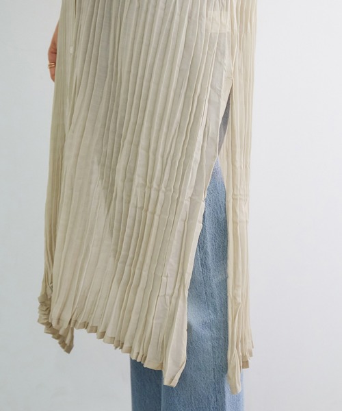 ADAM ET ROPE'（アダムエロペ）の「【WEB限定】ワッシャーサイドスリットシャツワンピース（ワンピース・レディース・ブラウン系その他/ベージュ/ダークラベンダー・FREE）」の16枚目の写真