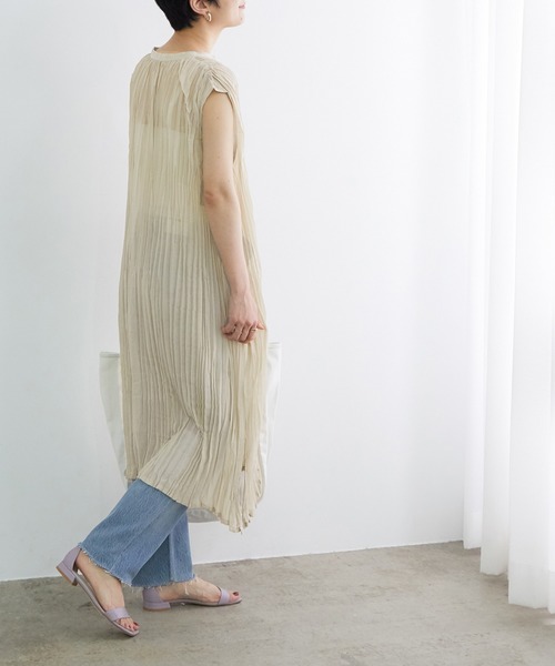 ADAM ET ROPE'（アダムエロペ）の「【WEB限定】ワッシャーサイドスリットシャツワンピース（ワンピース・レディース・ブラウン系その他/ベージュ/ダークラベンダー・FREE）」の14枚目の写真