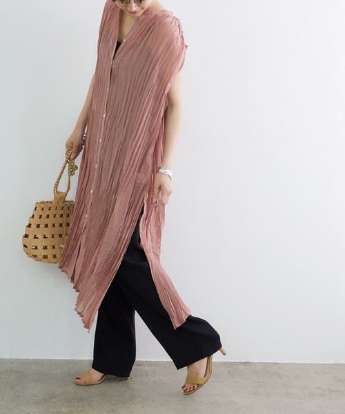 ADAM ET ROPE'（アダムエロペ）の「【WEB限定】ワッシャーサイドスリットシャツワンピース（ワンピース・レディース・ブラウン系その他/ベージュ/ダークラベンダー・FREE）」の17枚目の写真