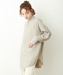 n'ee-ne | ポプリン　リブ付きボリュームスリープトップス(シャツ/ブラウス)