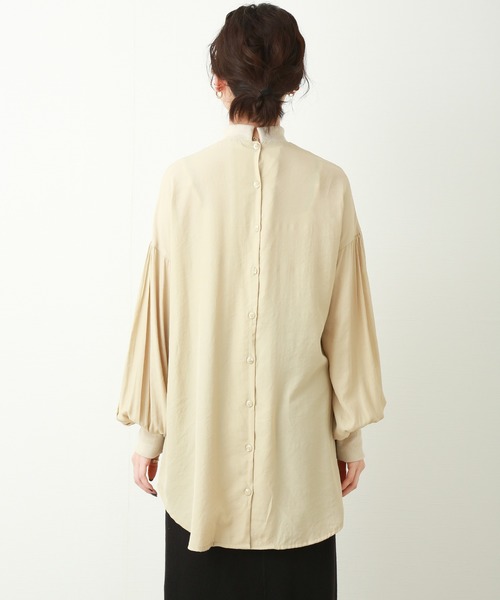 n'ee-ne（ネーネ）の「ポプリン　リブ付きボリュームスリープトップス（シャツ/ブラウス・レディース・オリーブ/ホワイト/ライトベージュ/ライトグレー・FREE）」の17枚目の写真