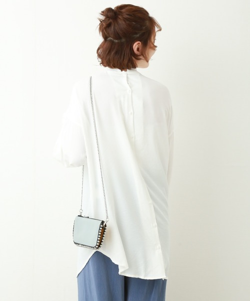 n'ee-ne（ネーネ）の「ポプリン　リブ付きボリュームスリープトップス（シャツ/ブラウス・レディース・オリーブ/ホワイト/ライトベージュ/ライトグレー・FREE）」の11枚目の写真