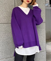 PAGEBOY | 【洗濯機で洗える】Ｖネックユルプルオーバー(ボリューム袖/ニット)(ニット/セーター)