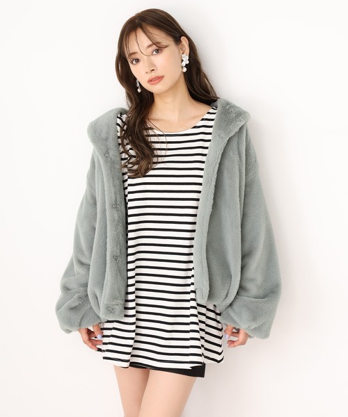 one after another NICE CLAUP（ワンアフターアナザーナイスクラップ）の「フェイクファーコート（その他アウター・レディース・アイボリー/ブルーグレー/モカ/ピンクベージュ・FREE）」の19枚目の写真