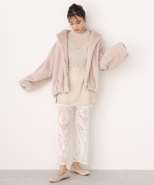 one after another NICE CLAUP（ワンアフターアナザーナイスクラップ）の「フェイクファーコート（その他アウター・レディース・アイボリー/ブルーグレー/モカ/ピンクベージュ・FREE）」の9枚目の写真