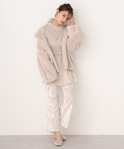 one after another NICE CLAUP（ワンアフターアナザーナイスクラップ）の「フェイクファーコート（その他アウター・レディース・アイボリー/ブルーグレー/モカ/ピンクベージュ・FREE）」の10枚目の写真