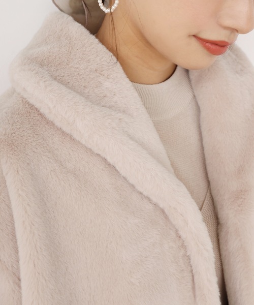 one after another NICE CLAUP（ワンアフターアナザーナイスクラップ）の「フェイクファーコート（その他アウター・レディース・アイボリー/ブルーグレー/モカ/ピンクベージュ・FREE）」の8枚目の写真