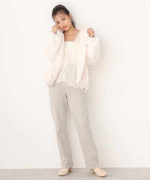 one after another NICE CLAUP（ワンアフターアナザーナイスクラップ）の「フェイクファーコート（その他アウター・レディース・アイボリー/ブルーグレー/モカ/ピンクベージュ・FREE）」の16枚目の写真