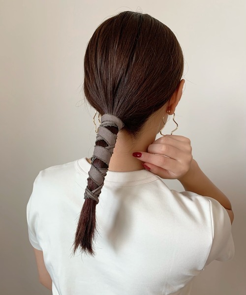 確認　ヘアゴム ヘアリボン ツインテール　325　ラインストーン　グレー 確認 ヘアゴム ヘアリボン ツインテール 325 ラインストーン