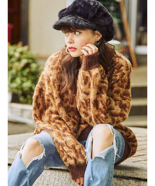 jouetie（ジュエティ）の「アニマルニット（ニット/セーター・レディース・ブラック/ボルドー/ブラウン・MEDIUM）」の4枚目の写真