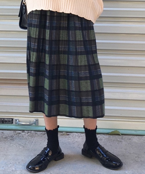 セール】レディース ソフト起毛チェック柄ギャザースカート（スカート