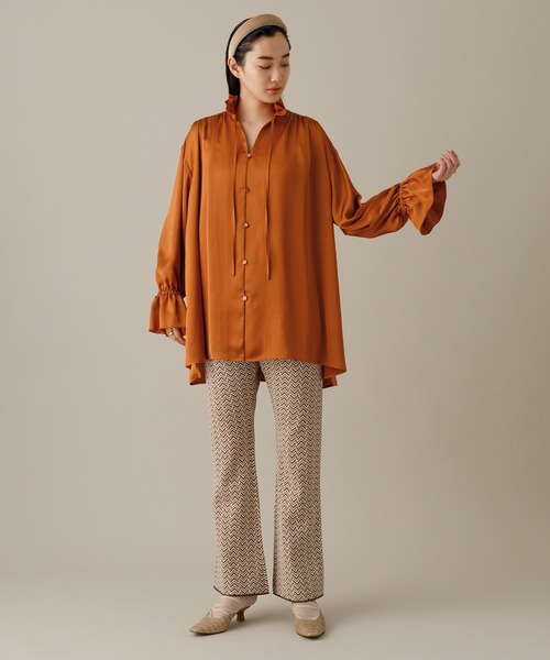 ADAM ET ROPE'(アダムエロペ)の「【INもOUTも】フリルカフスチュニックブラウス(シャツ/ブラウス・レディース・ブラウン系その他2/キナリ・FREE)」の13枚目の写真