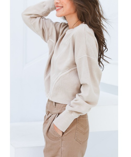 ALEXIA STAM（アリシアスタン）の「【JJ 12月号掲載】Unique Switching Sweatshirt/ユニークスイッチングスウェットシャツ（スウェット・レディース・チャコールグレー/ベージュ/ブラウン・FREE）」の5枚目の写真