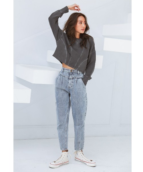 ALEXIA STAM（アリシアスタン）の「【JJ 12月号掲載】Unique Switching Sweatshirt/ユニークスイッチングスウェットシャツ（スウェット・レディース・チャコールグレー/ベージュ/ブラウン・FREE）」の4枚目の写真