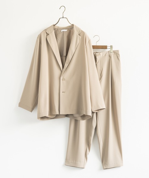 Rocky Monroe(ロッキーモンロー)の「【セットアップ】オーバーサイズジャケット&ワイドテーパードパンツ(セットアップ・メンズ・ブラック/ベージュ/グリーン・LL/M/L)」の4枚目の写真