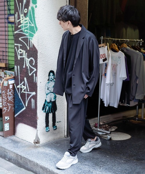 Rocky Monroe(ロッキーモンロー)の「【セットアップ】オーバーサイズジャケット&ワイドテーパードパンツ(セットアップ・メンズ・ブラック/ベージュ/グリーン・LL/M/L)」の7枚目の写真