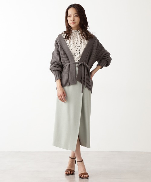 N.（N. Natural Beauty Basic）（エヌエヌナチュラルビューティーベーシック）の「リボン紐ベルト付ラップスカート（スカート・レディース・ベージュ/カーキ/イエロー・MEDIUM）」の10枚目の写真