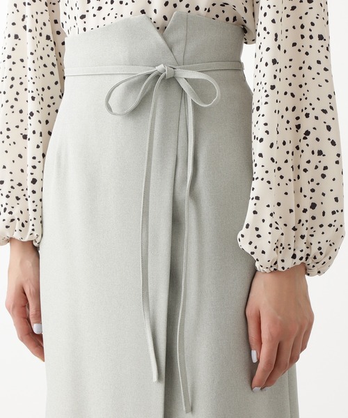 N.（N. Natural Beauty Basic）（エヌエヌナチュラルビューティーベーシック）の「リボン紐ベルト付ラップスカート（スカート・レディース・ベージュ/カーキ/イエロー・MEDIUM）」の14枚目の写真