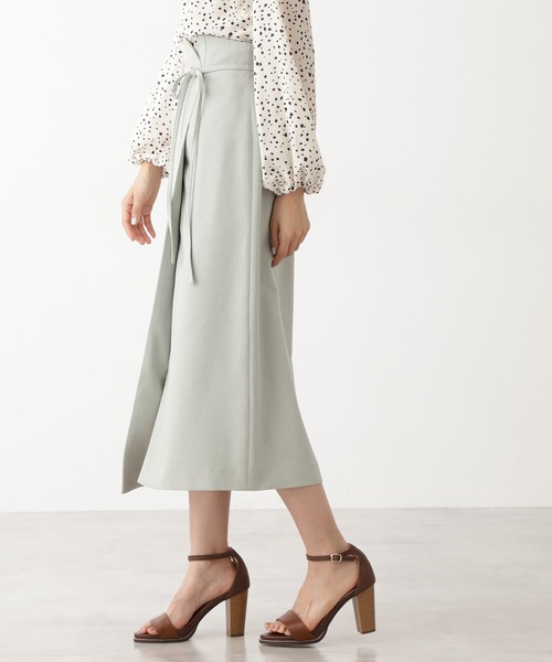 N.（N. Natural Beauty Basic）（エヌエヌナチュラルビューティーベーシック）の「リボン紐ベルト付ラップスカート（スカート・レディース・ベージュ/カーキ/イエロー・MEDIUM）」の12枚目の写真