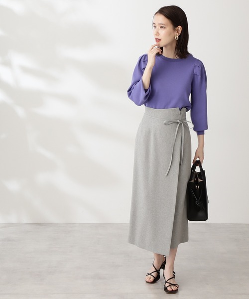 N.（N. Natural Beauty Basic）（エヌエヌナチュラルビューティーベーシック）の「リボン紐ベルト付ラップスカート（スカート・レディース・ベージュ/カーキ/イエロー・MEDIUM）」の19枚目の写真