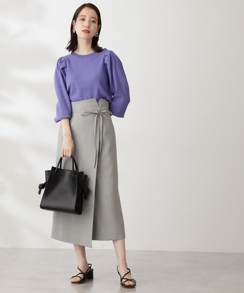 N.（N. Natural Beauty Basic）（エヌエヌナチュラルビューティーベーシック）の「リボン紐ベルト付ラップスカート（スカート・レディース・ベージュ/カーキ/イエロー・MEDIUM）」の17枚目の写真