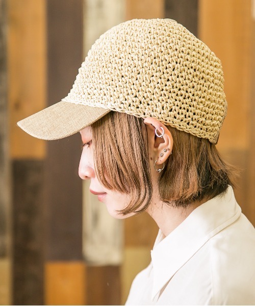 無（ム）の「ペーパー細編みキャップ（キャップ・レディース・ベージュ/ダークベージュ/ブラック・FREE）」の3枚目の写真