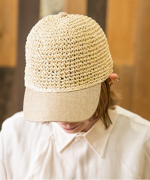 無（ム）の「ペーパー細編みキャップ（キャップ・レディース・ベージュ/ダークベージュ/ブラック・FREE）」の9枚目の写真