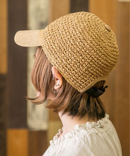 無（ム）の「ペーパー細編みキャップ（キャップ・レディース・ベージュ/ダークベージュ/ブラック・FREE）」の8枚目の写真
