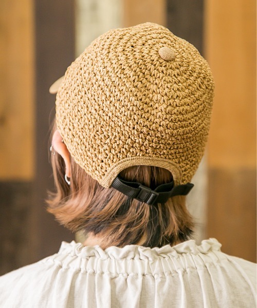 無（ム）の「ペーパー細編みキャップ（キャップ・レディース・ベージュ/ダークベージュ/ブラック・FREE）」の4枚目の写真