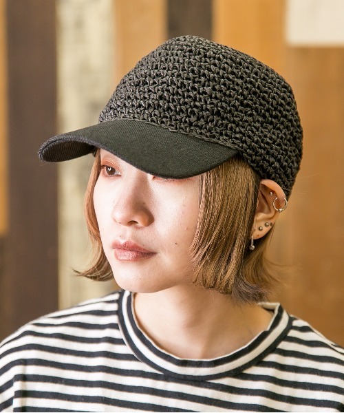 無（ム）の「ペーパー細編みキャップ（キャップ・レディース・ベージュ/ダークベージュ/ブラック・FREE）」の6枚目の写真