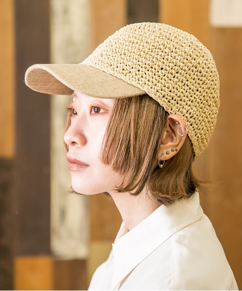 無（ム）の「ペーパー細編みキャップ（キャップ・レディース・ベージュ/ダークベージュ/ブラック・FREE）」の11枚目の写真