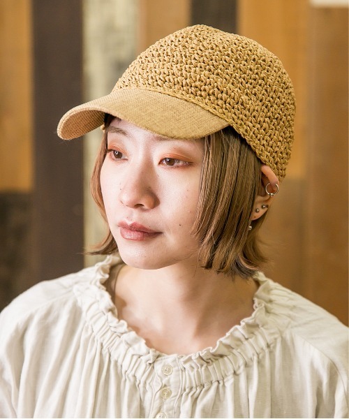無（ム）の「ペーパー細編みキャップ（キャップ・レディース・ベージュ/ダークベージュ/ブラック・FREE）」の10枚目の写真