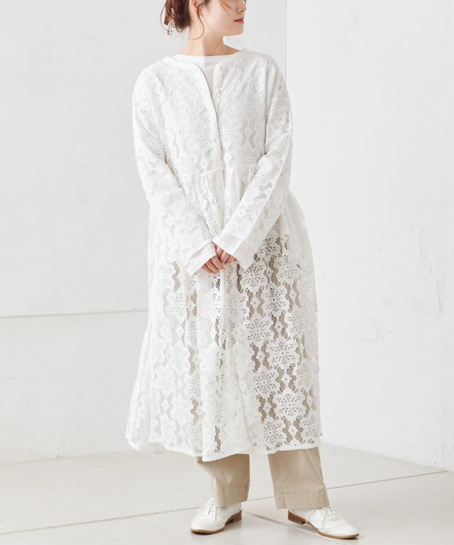 PUAL CE CIN（ピュアルセシン）の「花レース2WAYワンピース（ワンピース・レディース・チャコール/オフホワイト・FREE）」の7枚目の写真