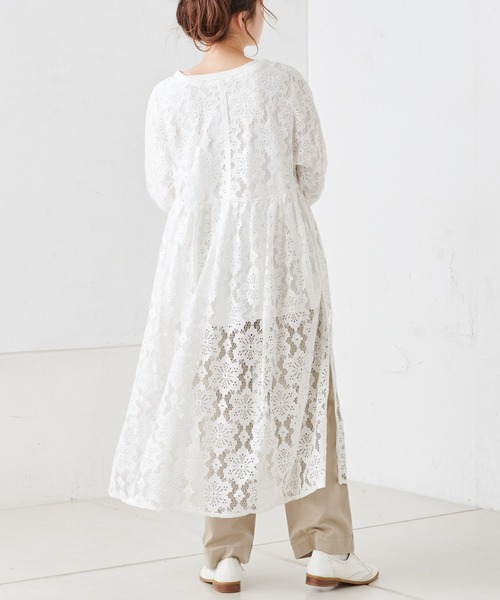 PUAL CE CIN（ピュアルセシン）の「花レース2WAYワンピース（ワンピース・レディース・チャコール/オフホワイト・FREE）」の13枚目の写真