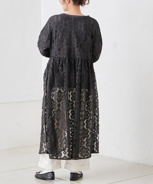PUAL CE CIN（ピュアルセシン）の「花レース2WAYワンピース（ワンピース・レディース・チャコール/オフホワイト・FREE）」の3枚目の写真